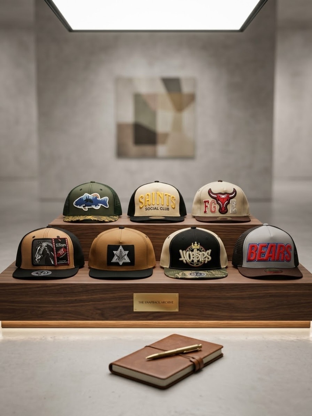 Classic Trucker embroidery Snapback Cap - Tan/Black